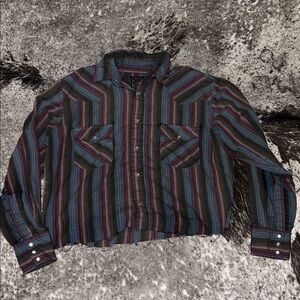 Cropped Striped Men's pearl snap